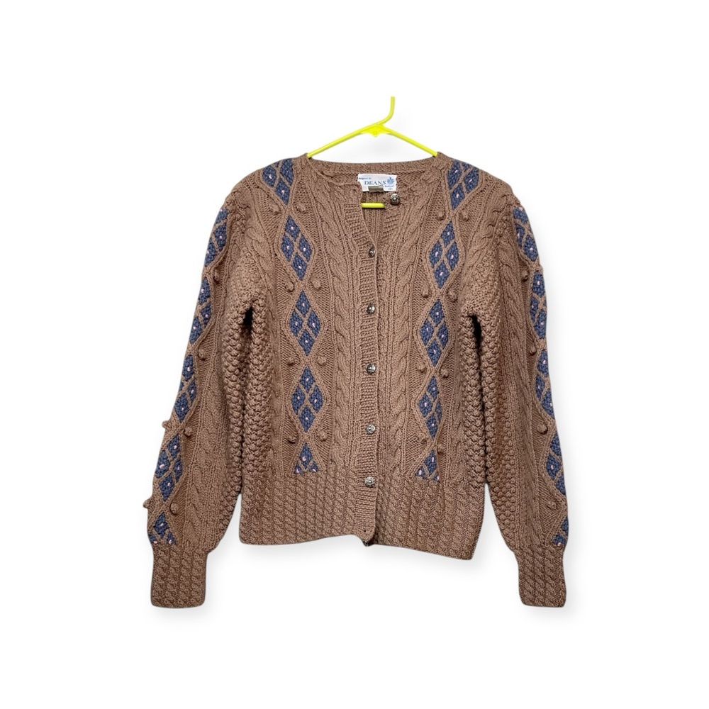 Women’s Vintage Deans of Scotland 100% wool, brown and gray cardigan, size S